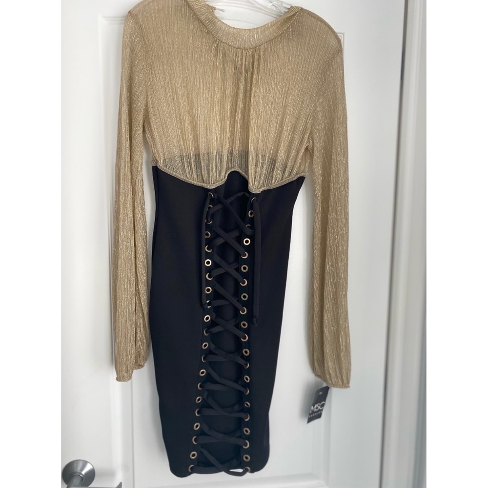 Sexy Long Sleeve Fitted Tie up Dress